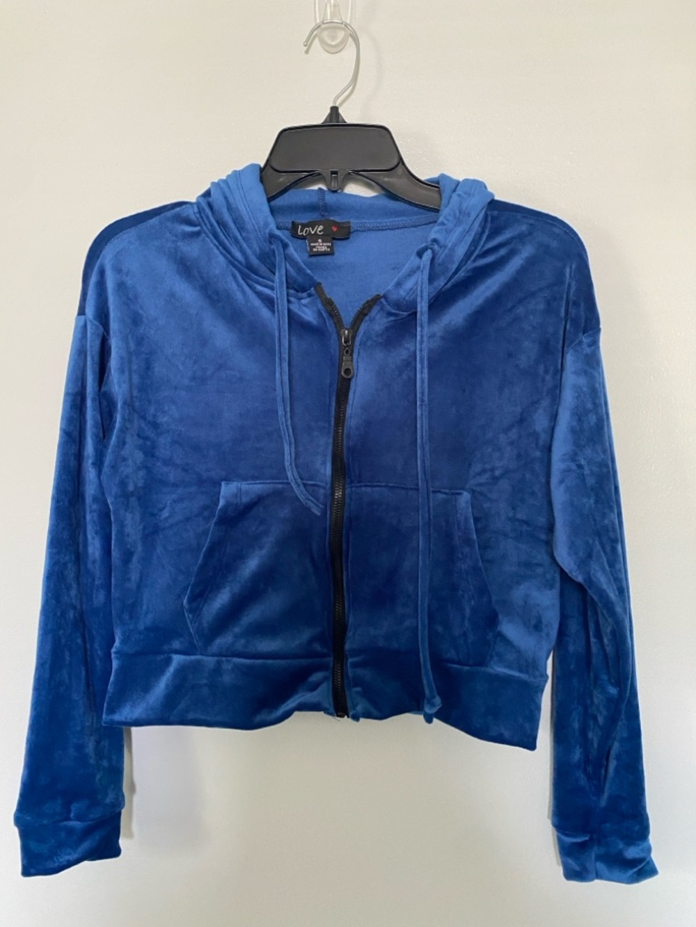 Love Royal Blue Velour Zip Front Track Suit Set